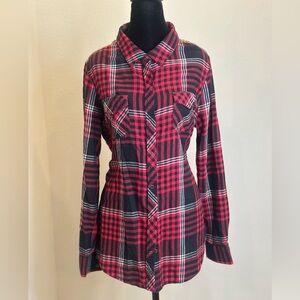 🍒Red & Black Sequin Button Down Shirt